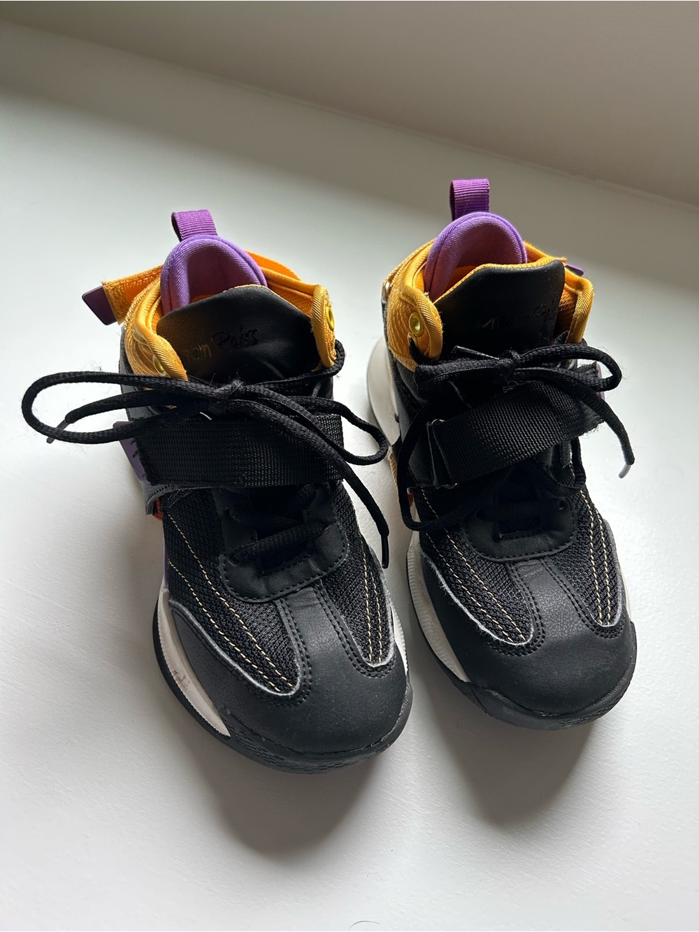 Kids Black, Purple & Yellow Athletic Sneakers